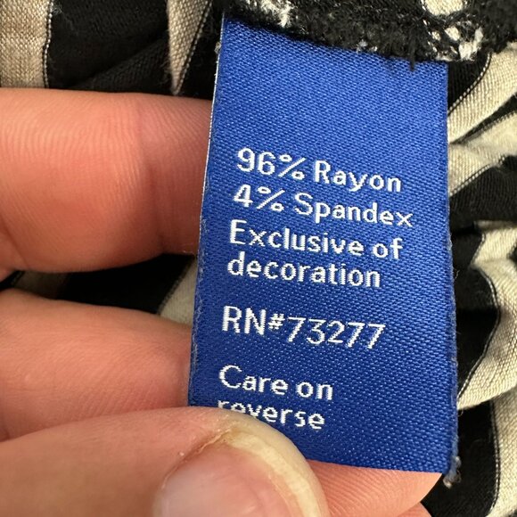 Apt 9 Womens Black Tan Striped 34 Sleeve Stretch Dress Size Large - Picture 4 of 6